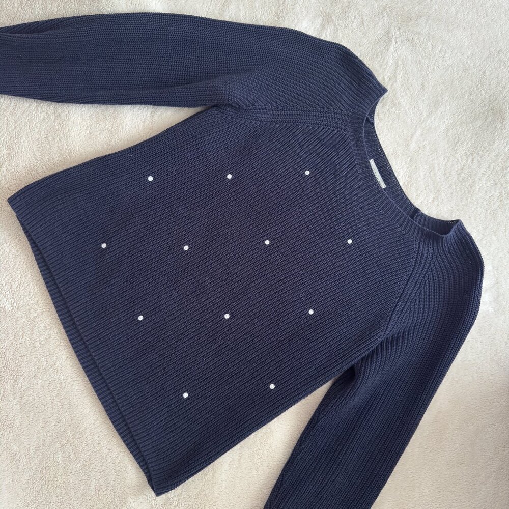Chic & Cozy Navy Polka Dot Sweater